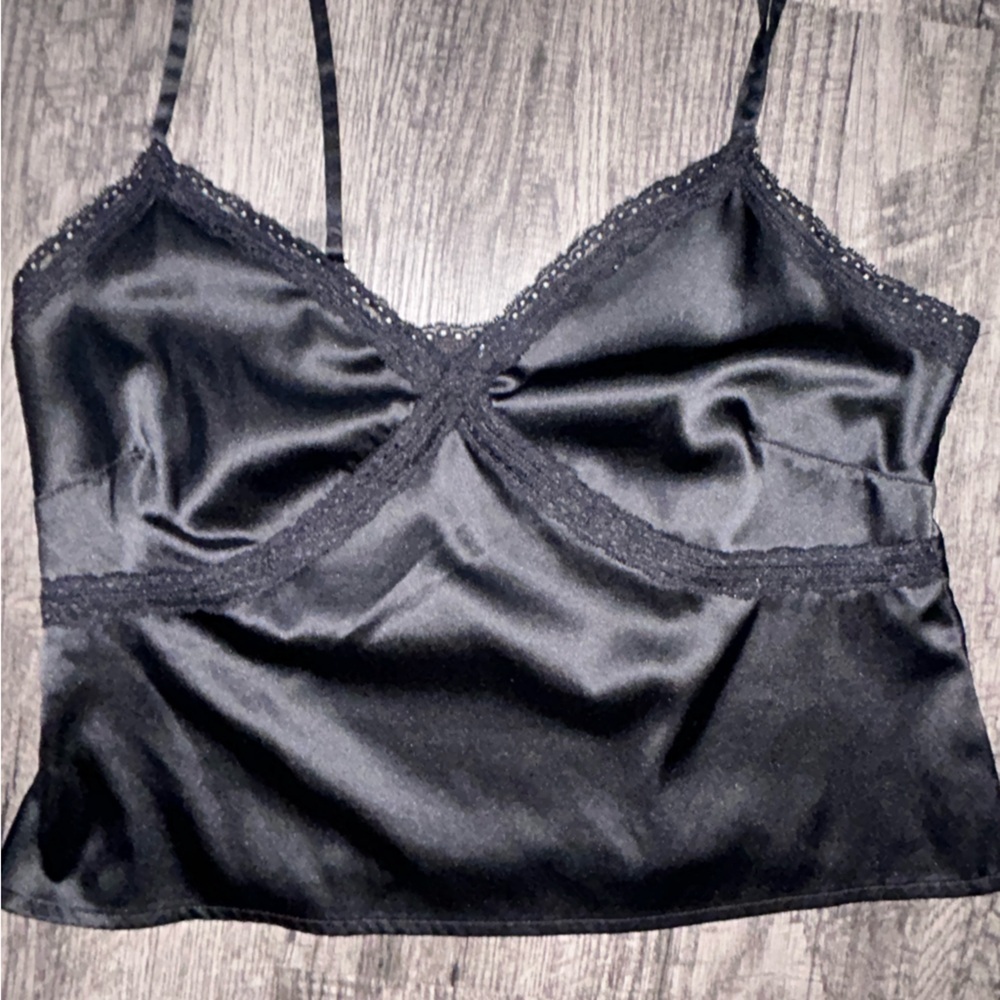 Colsie Black Chemise with Delicate Trim